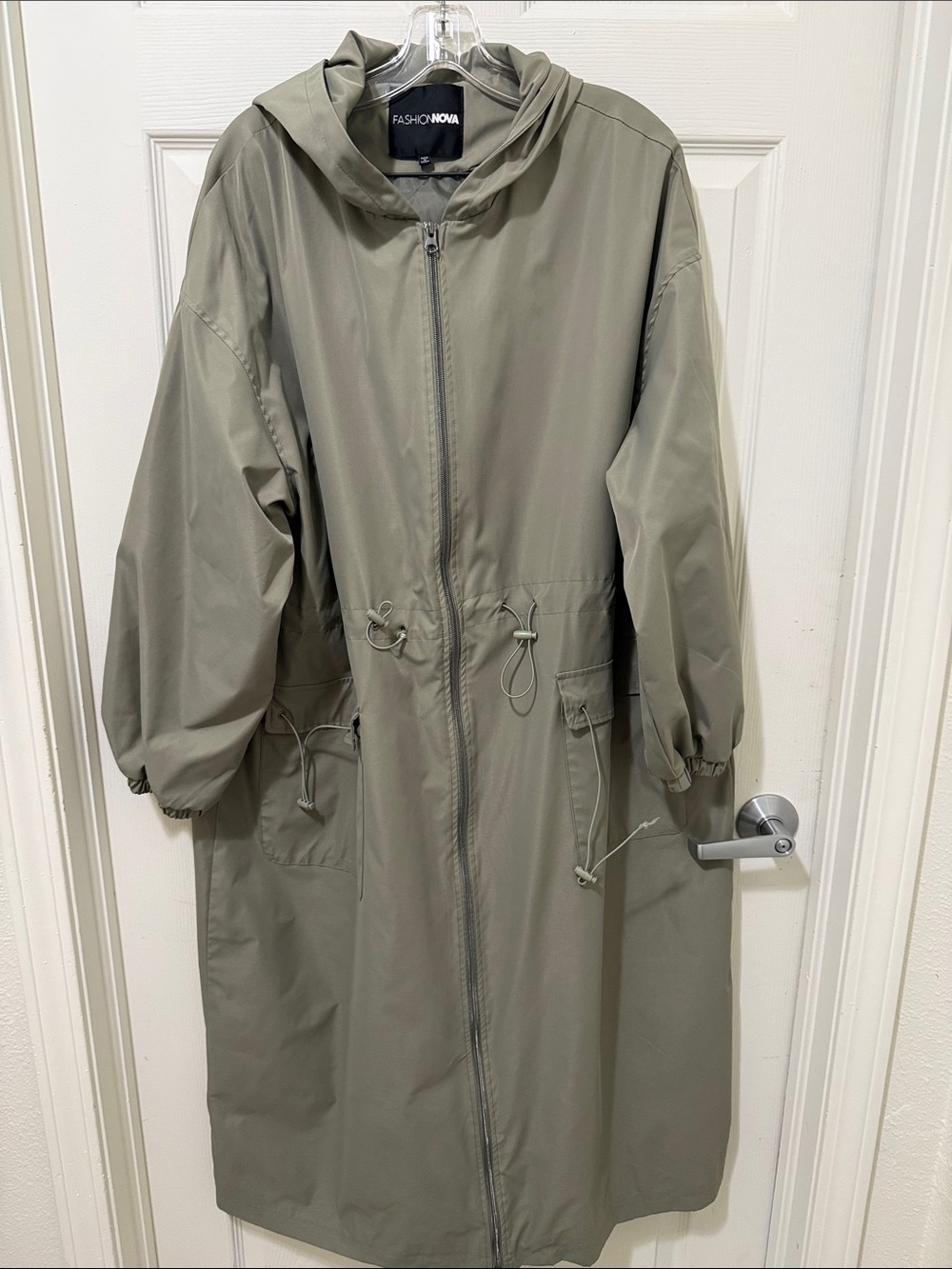 Fashion Nova XL Olive Green Hooded Longline Parka Jacket.